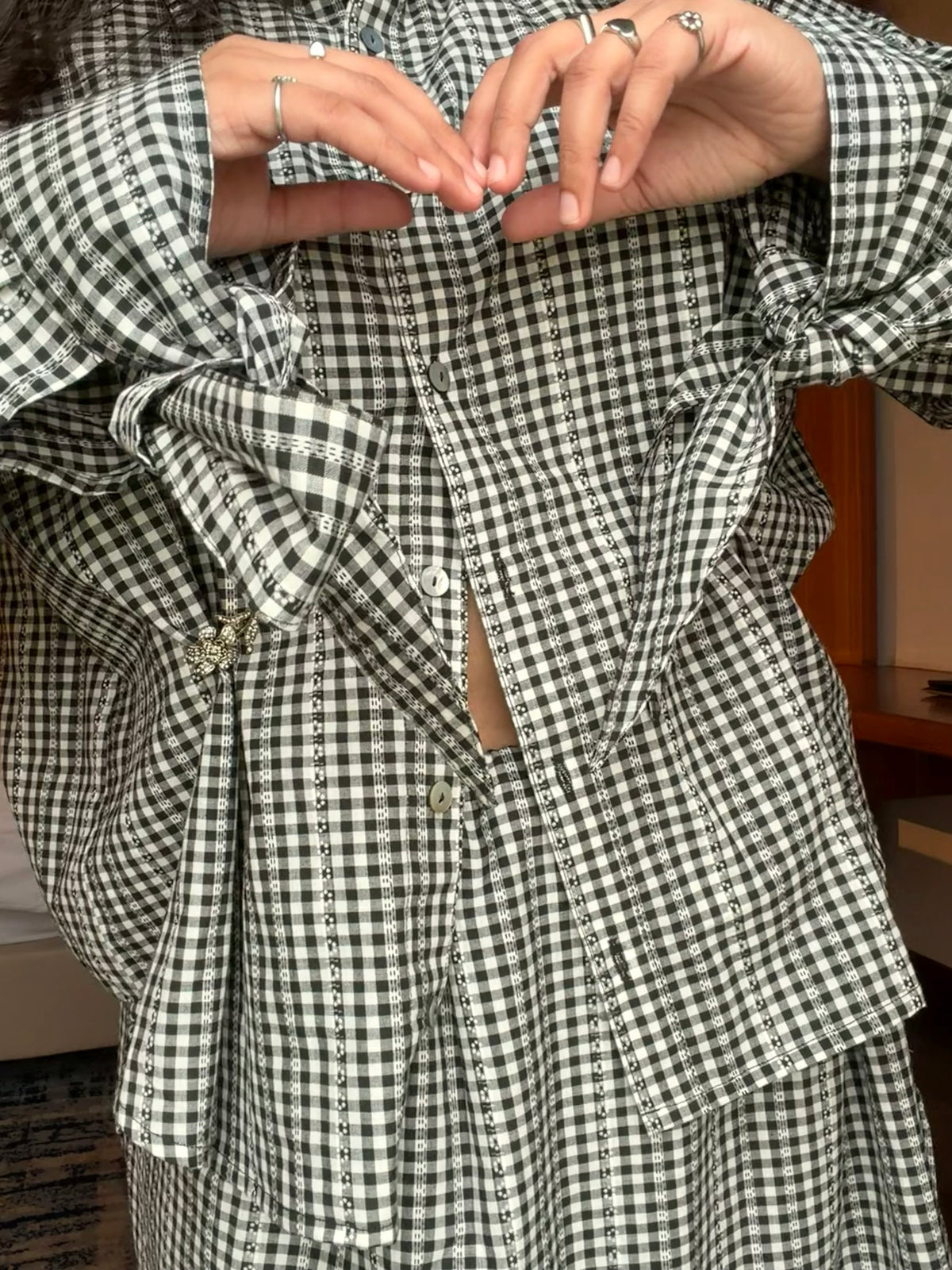 Juno Co-ord Set | Gingham Cotton Shirt & Skirt